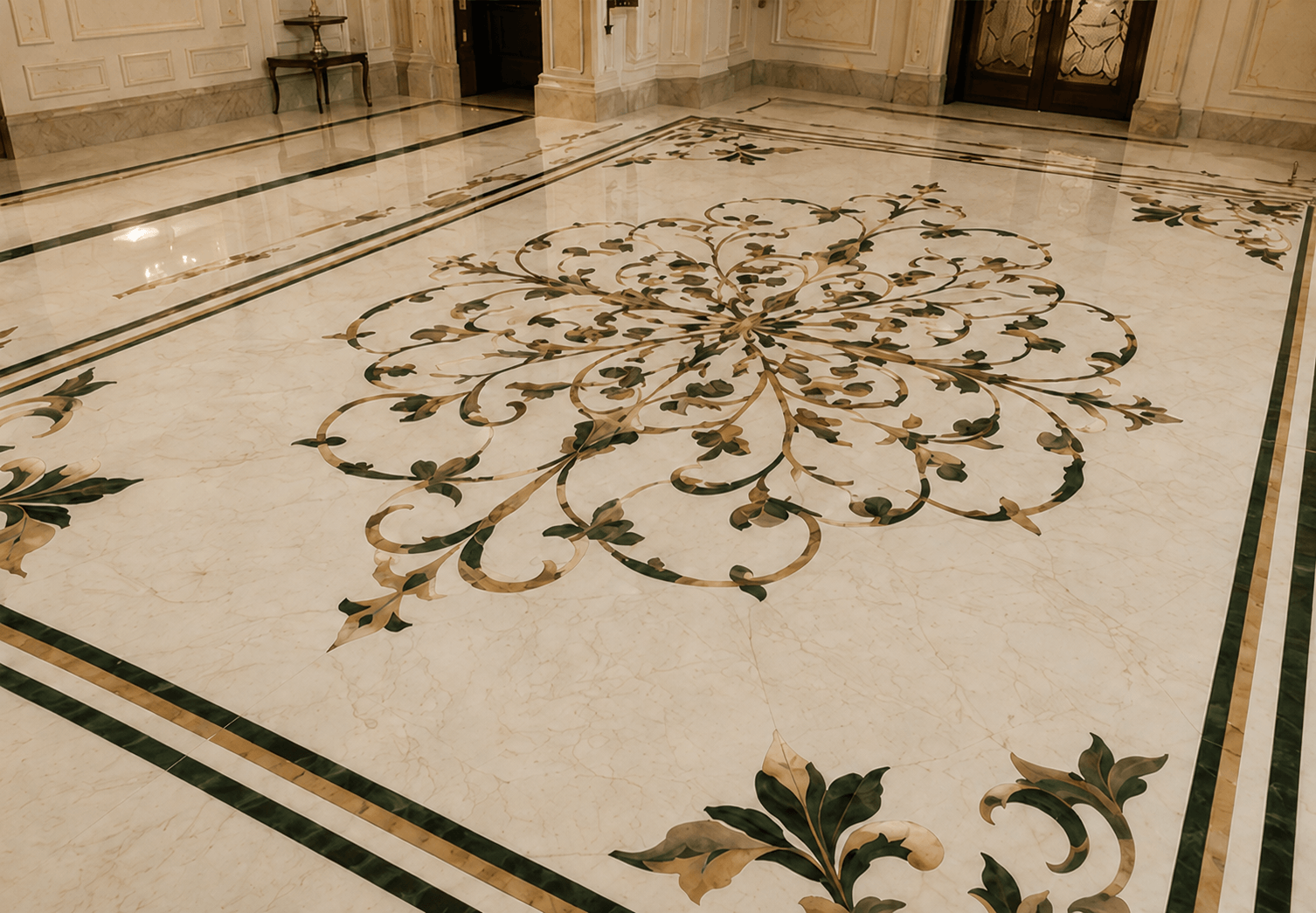 Inlay-Design 8 — Limestone inlay surface