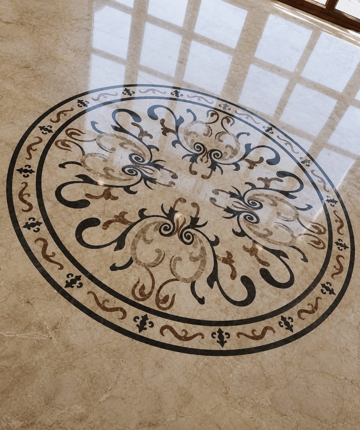 Inlay-Design 19 — Limestone inlay surface